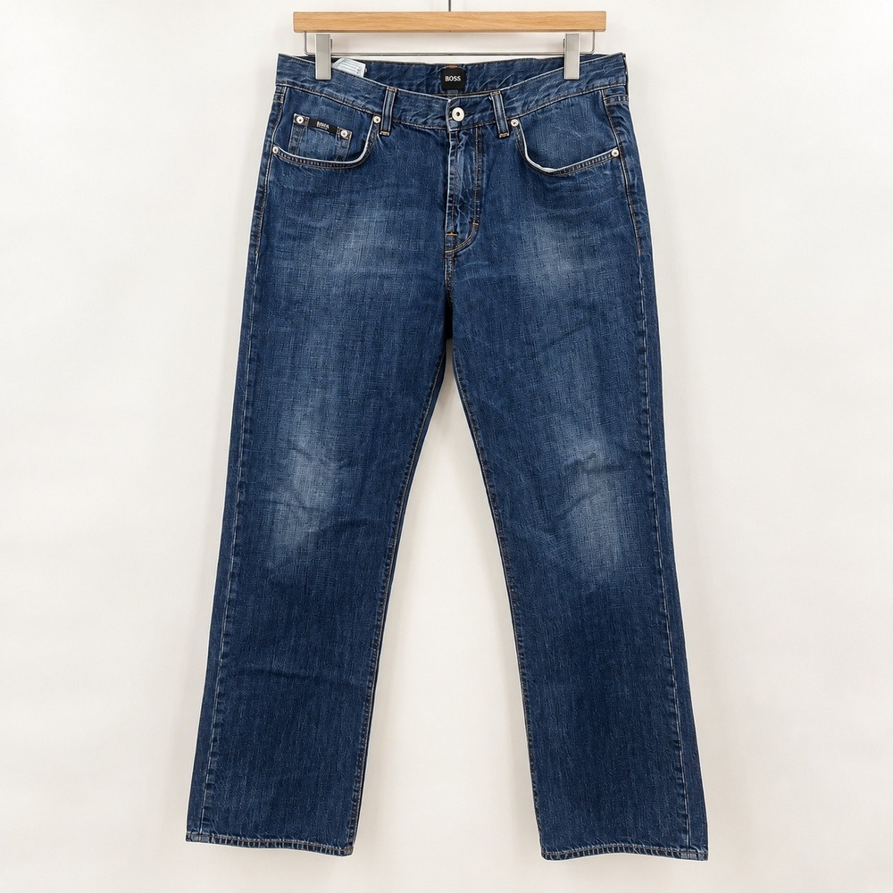 BOSS Hugo Boss Norm Straight Leg Jeans Men 36 Dark Wash Quiet Luxury Minimalist
